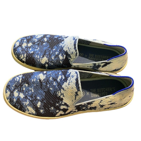Rothy’s x The Butcher’s Daughter Limited Edition Shibori Blue Slip On Sneakers - Picture 11 of 16